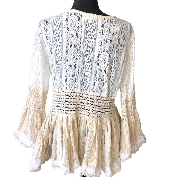 Boho flared multi lace cardigan Bohemian People Chloe Laetitia Paris - Picture 4 of 13